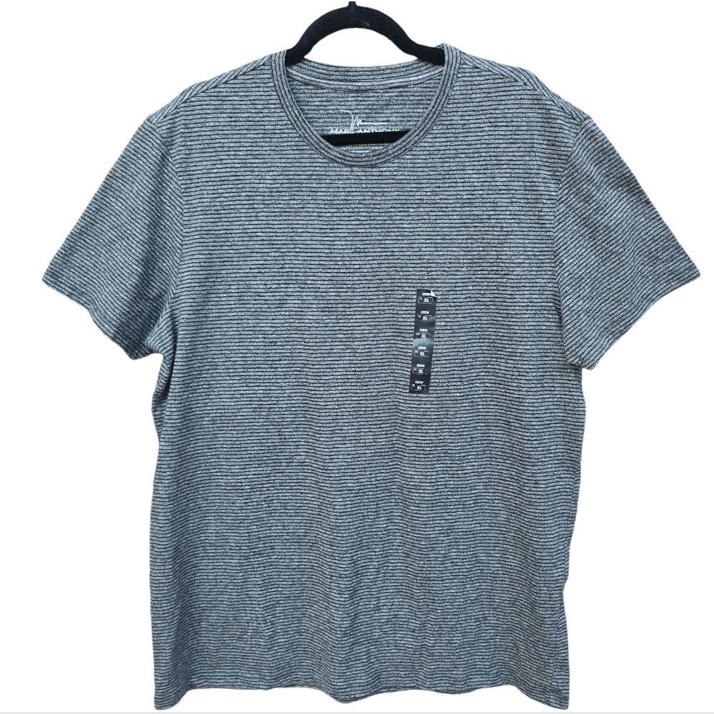 Marc Anthony NWT Men's‎ Micro Stripe Crew Neck Stretch Tee Grey Black XL